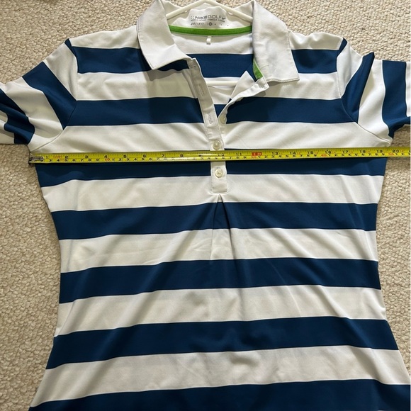 Nike Women's Size Medium Blue White Striped Short Sleeve Dri-Fit Golf Polo - Picture 10 of 12